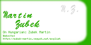 martin zubek business card